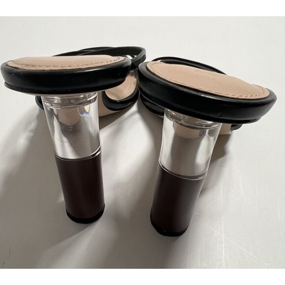 Zara Contrast Round Heel Sandals in Black - Picture 5 of 8